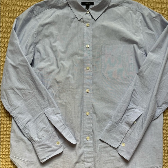 J Crew women’s cotton poplin shirt - oversized - L - heathered light blue - Picture 6 of 11